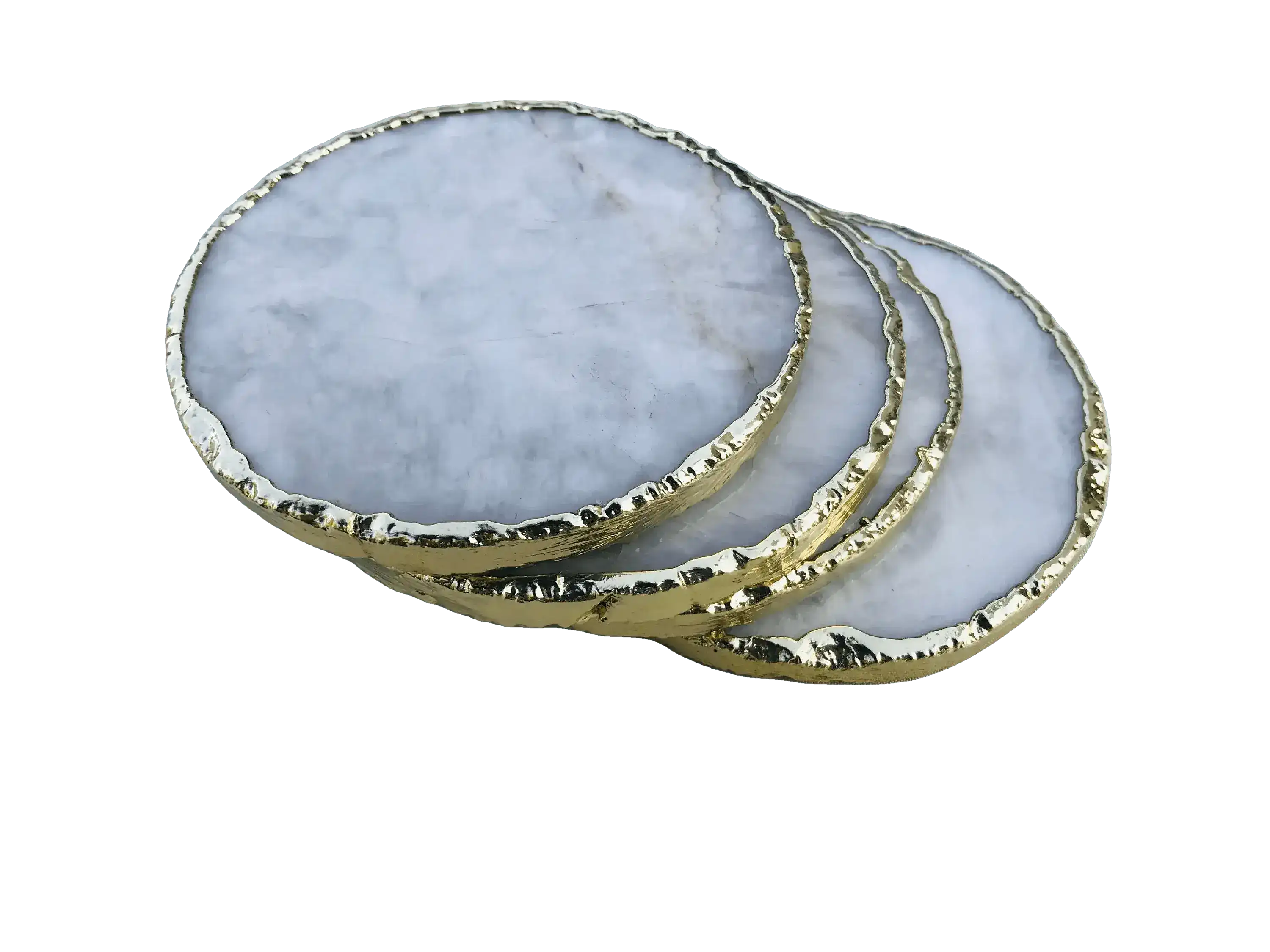 White Agate Hand Rounded Coasters - Set of 4 - Image 7