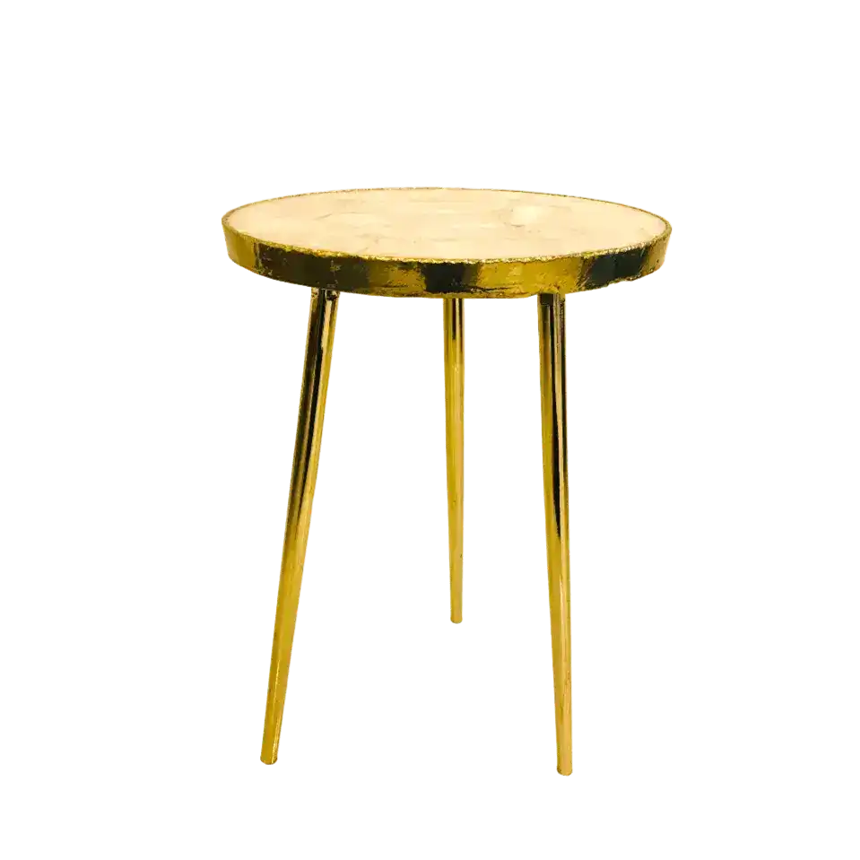White Agate Round Edge Side Table