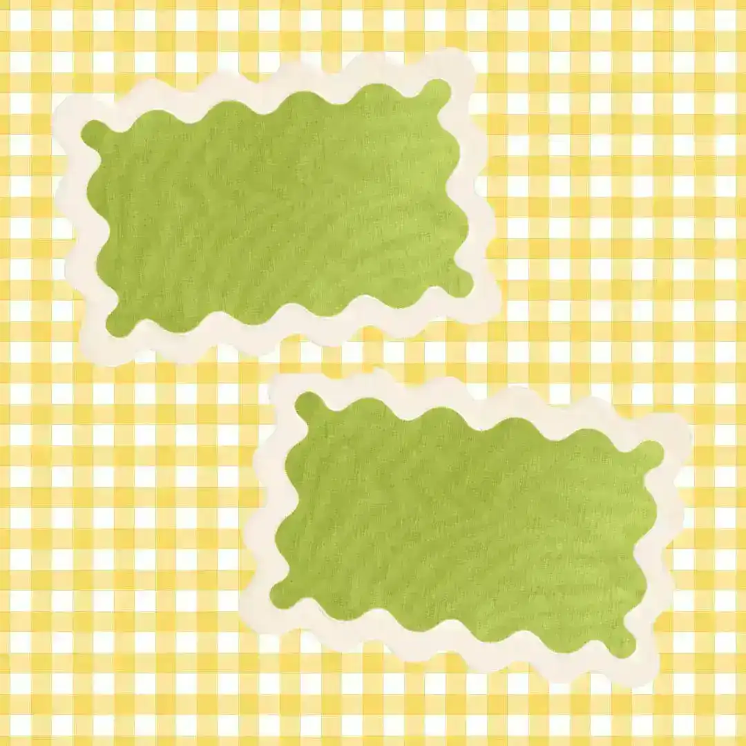 White and Green 100% Linen Scallop Placemat Set of 8 - Image 6