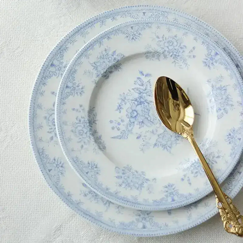 White and Sky Blue Peony Flower Tableware - Image 3