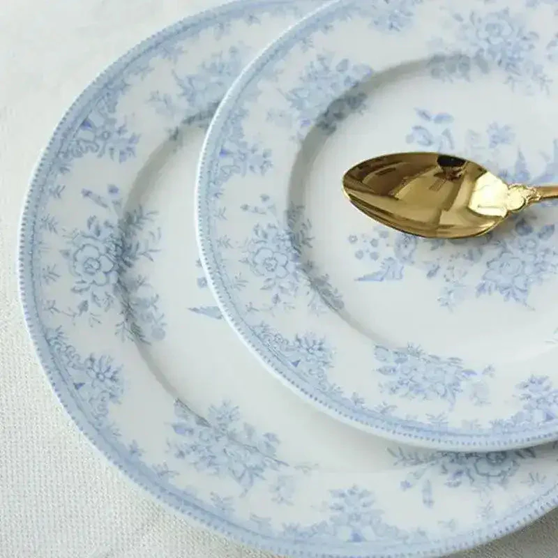 White and Sky Blue Peony Flower Tableware - Image 4