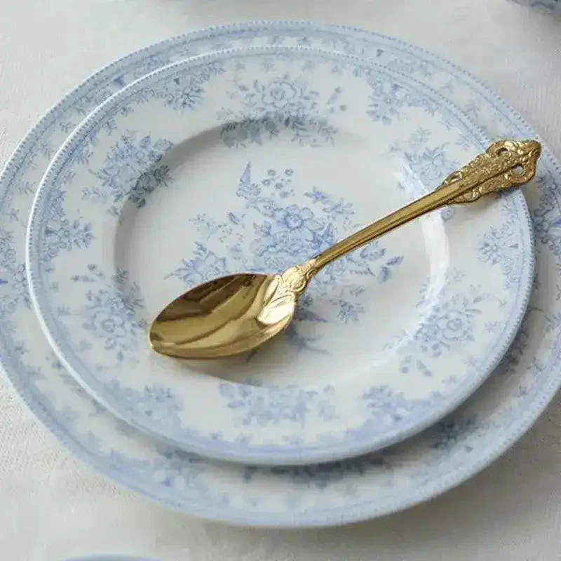 White and Sky Blue Peony Flower Tableware - Image 5
