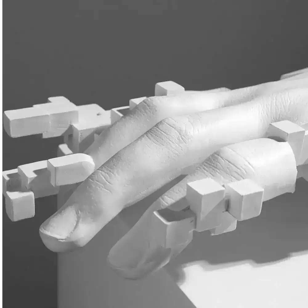 White Artistic Mosaic Hand Sculpture - Image 2