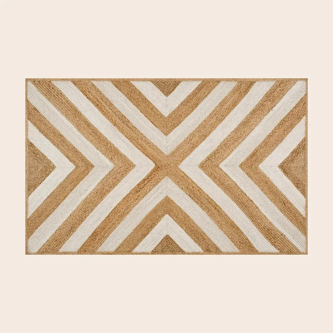 White Chevron Jute Rug - Image 2