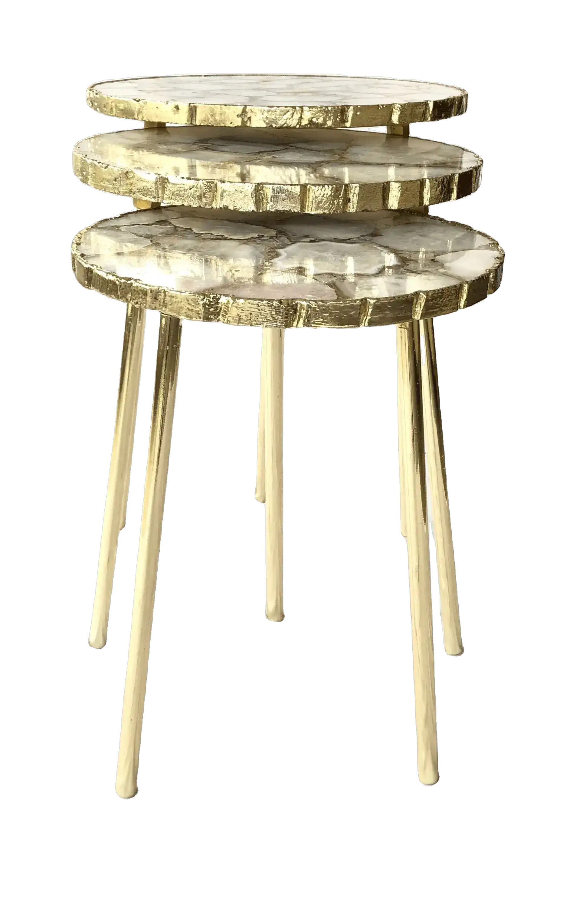 White Crystal Agate Round Nesting Tables - Set of 3 - Image 5