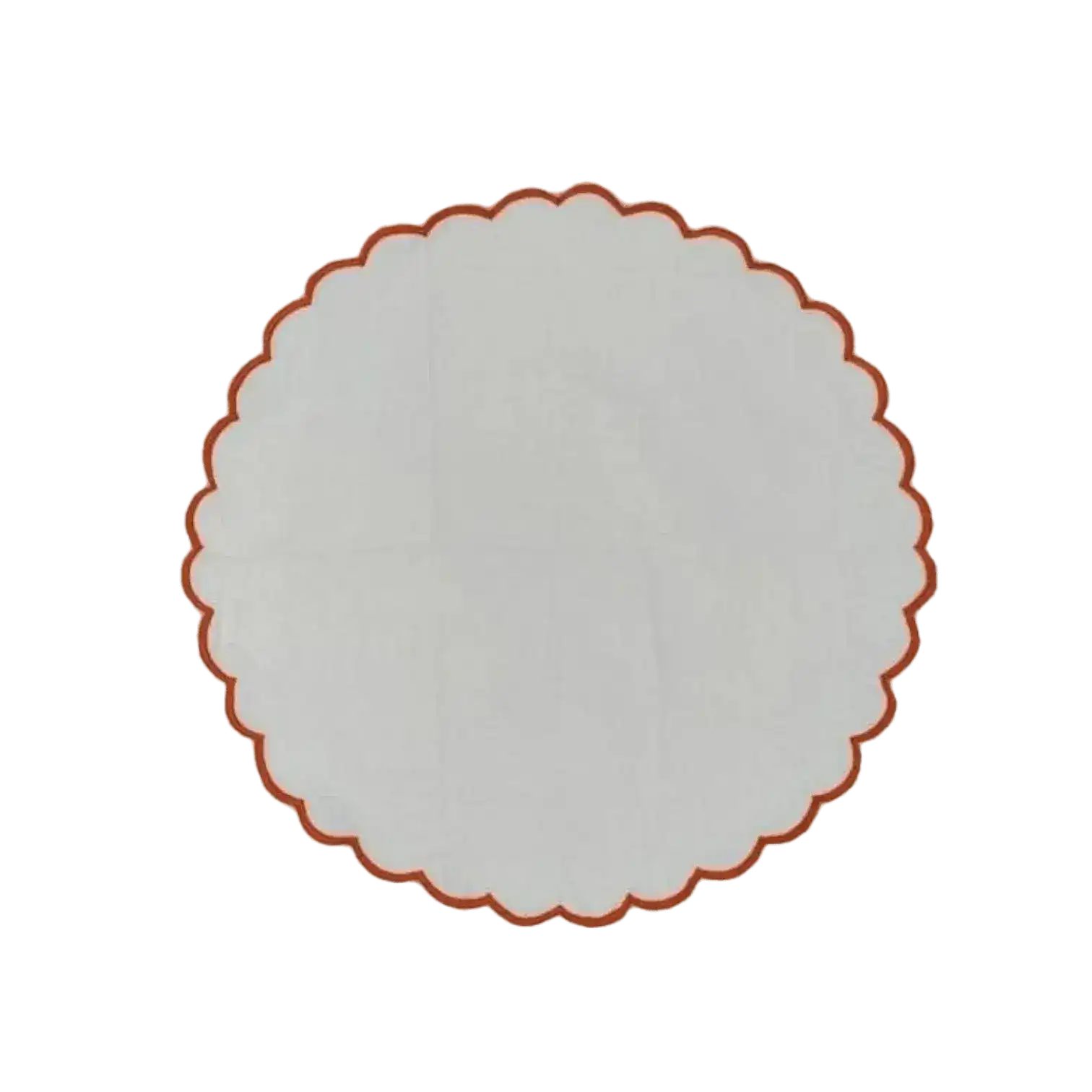 White Round Cotton Placemat and Napkin with Embroidered Border - Image 3