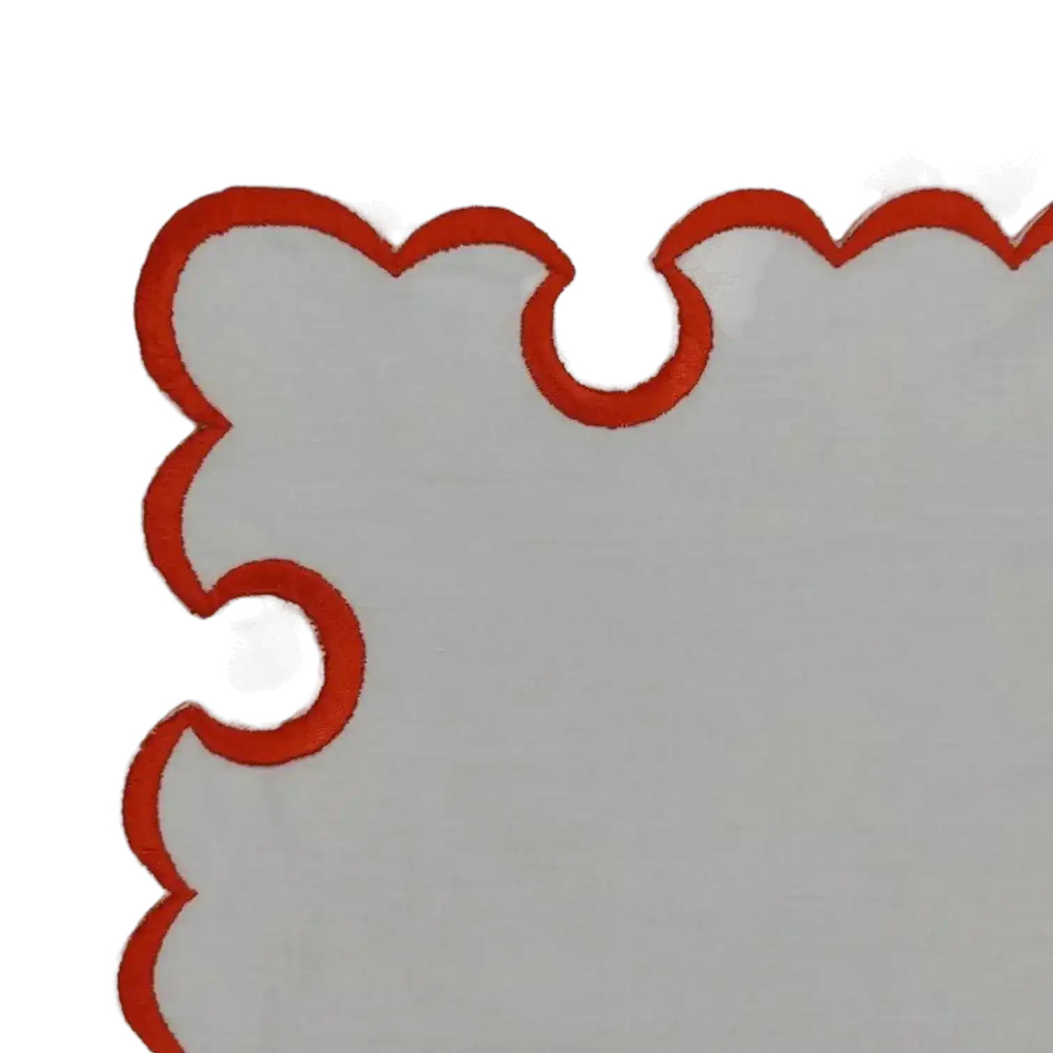 White Round Cotton Placemat and Napkin with Embroidered Border - Image 9