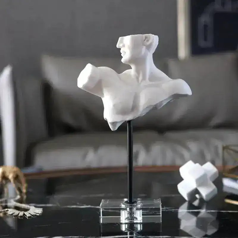White Semi Male Torso Statue on Acrylic Base