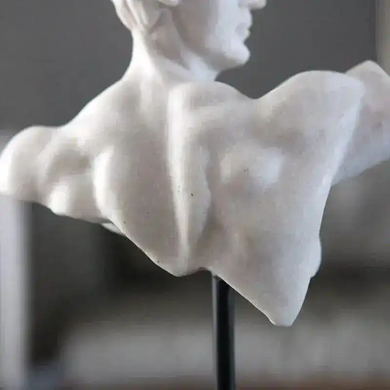 White Semi Male Torso Statue on Acrylic Base - Image 2