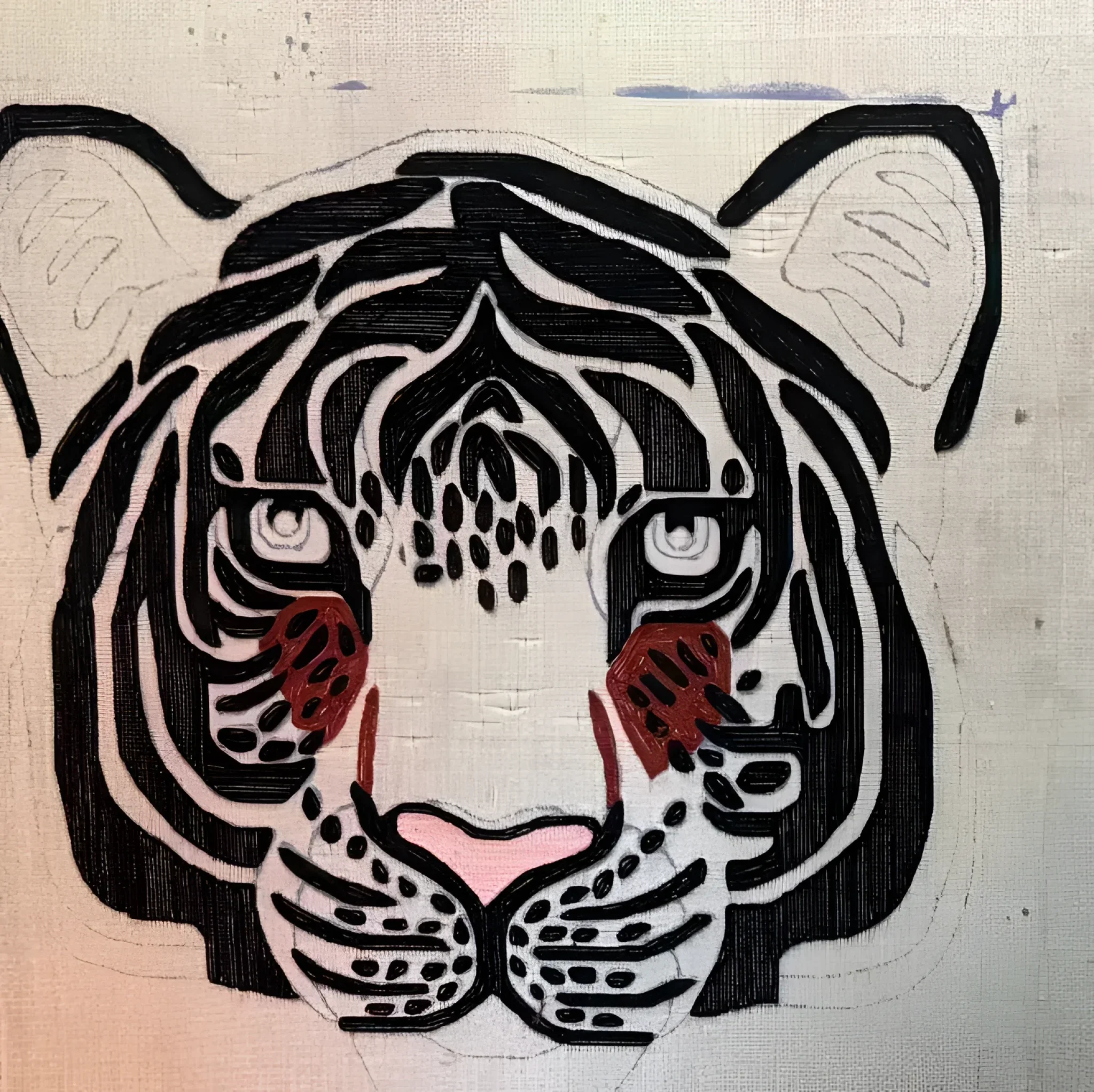 Wild Cat Tiger Face Hand-Tufted Wool Accent Rug - Image 7