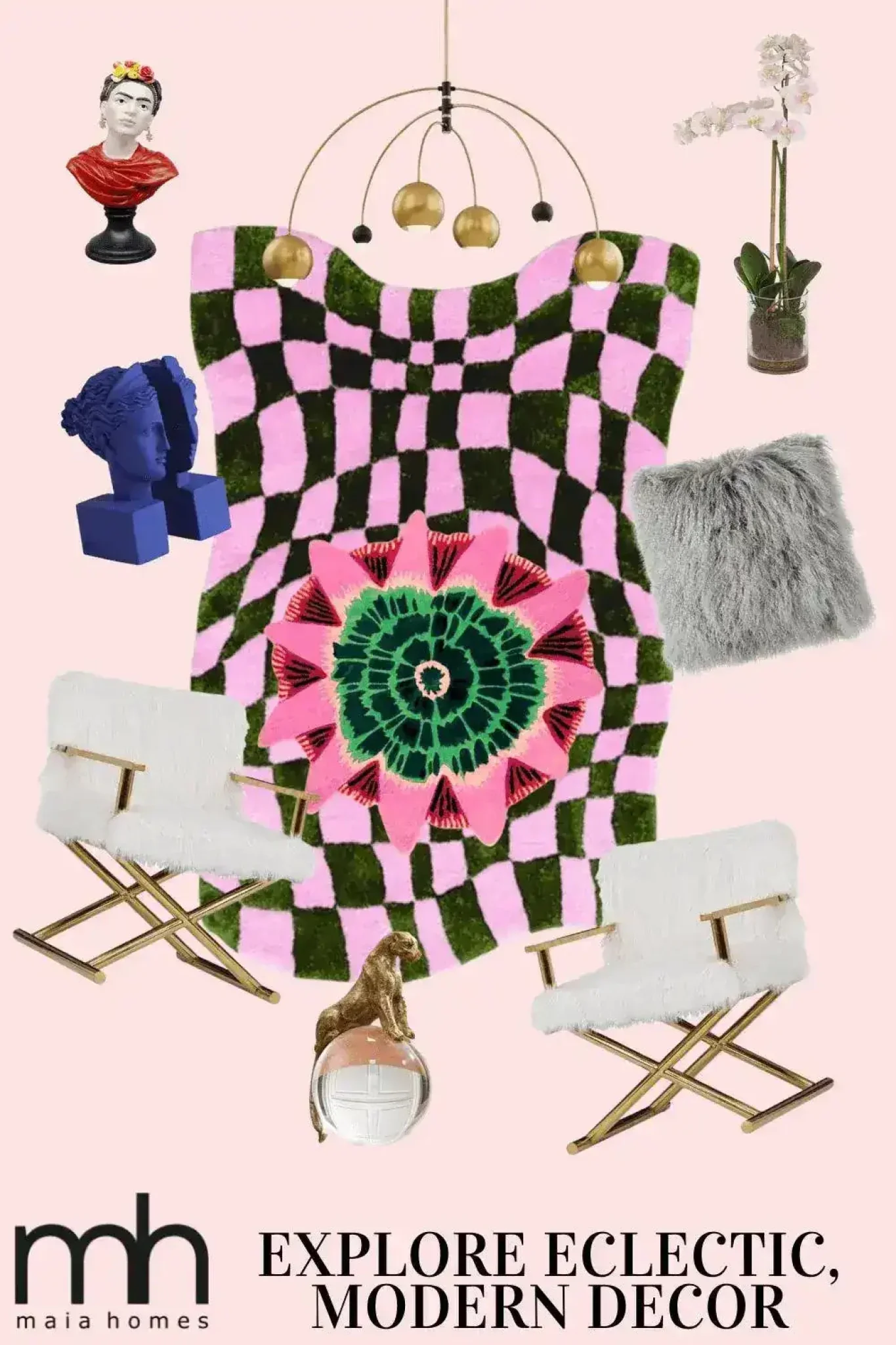 Wild Flower Wavy Checker Hand Tufted Wool Rug - Image 6