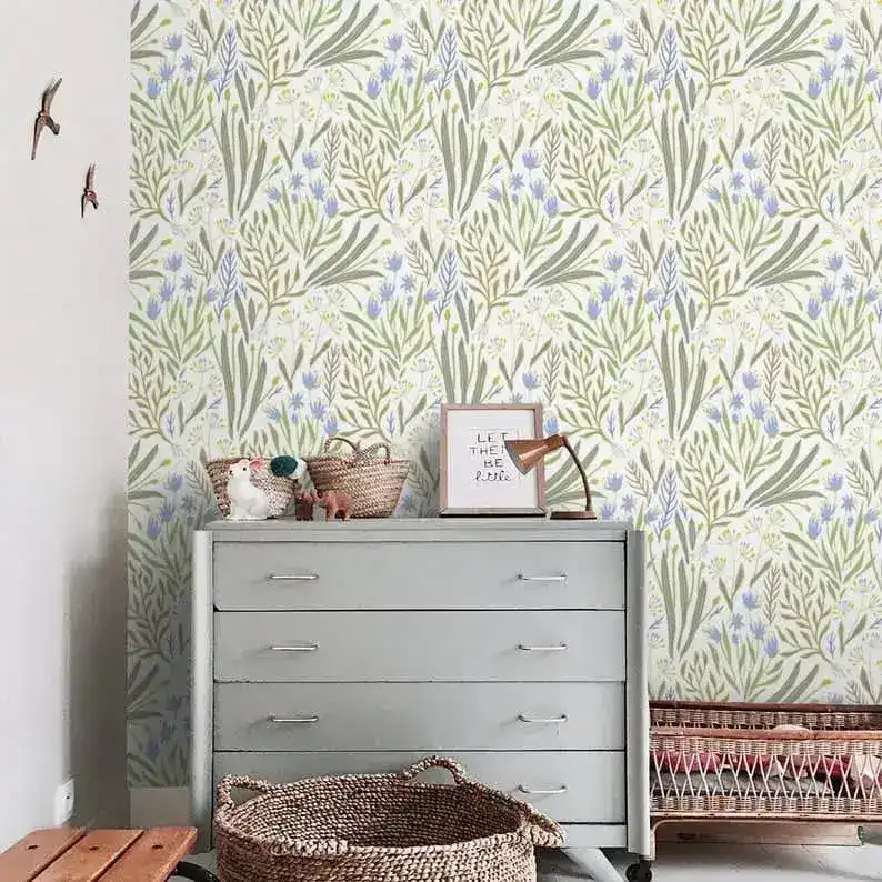 Wildflowers and Herbs Traditional Wallpaper - Image 5