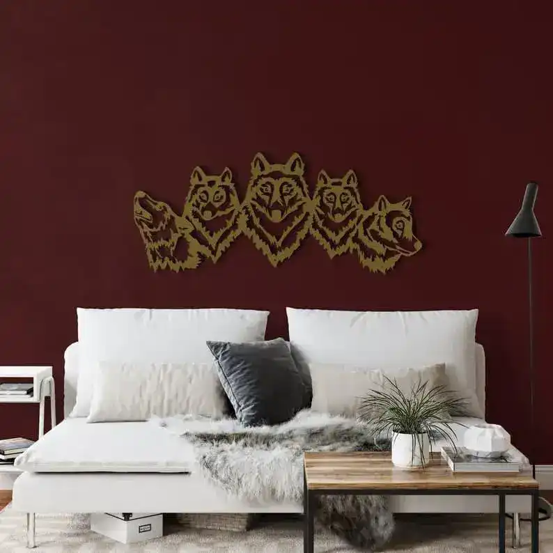 Wolf Head Metal Wall Hanging Decor - Image 3