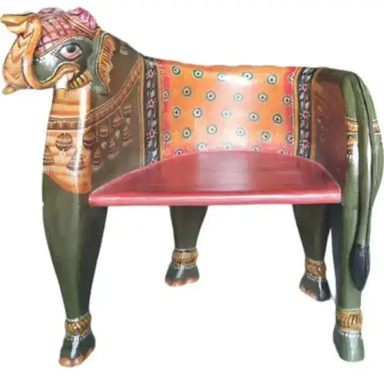 Wooden Elephant Shaped Hand Crafted Maharaja Chair - Image 2