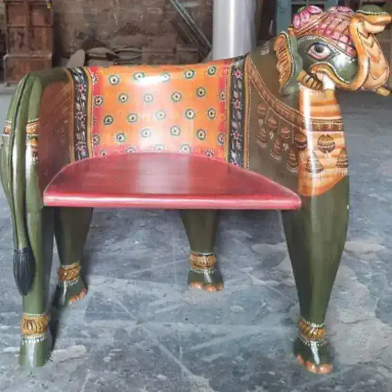 Wooden Elephant Shaped Hand Crafted Maharaja Chair - Image 5
