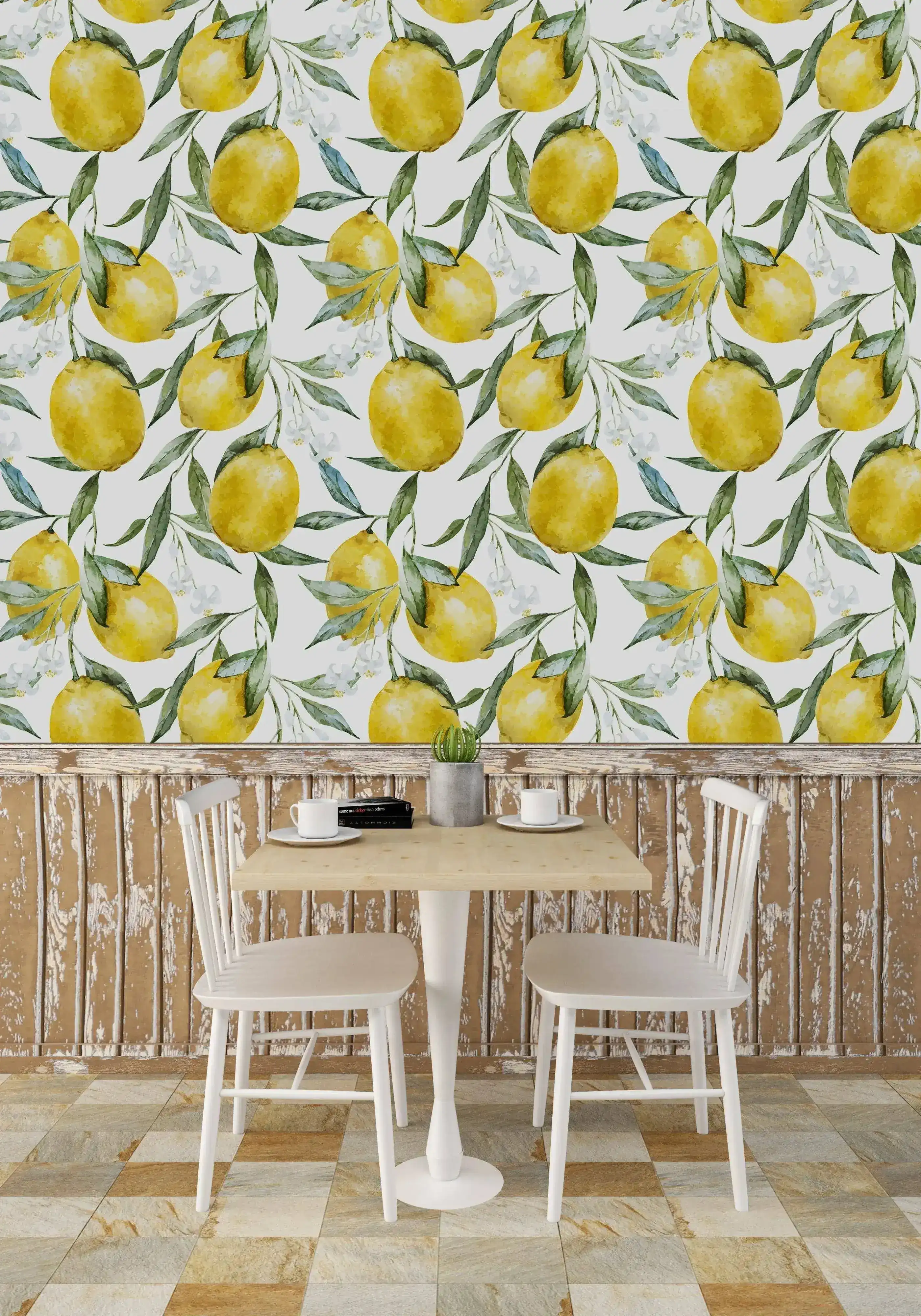 Yellow Lemon Green Fruit Kitchen Removable Wallpaper - Image 4