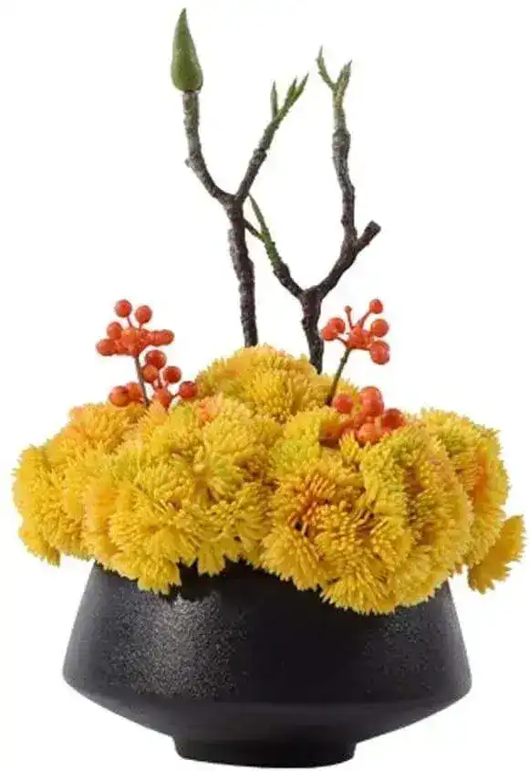 Yellow Sea Moss Flowers in Ceramic Pot - Image 3