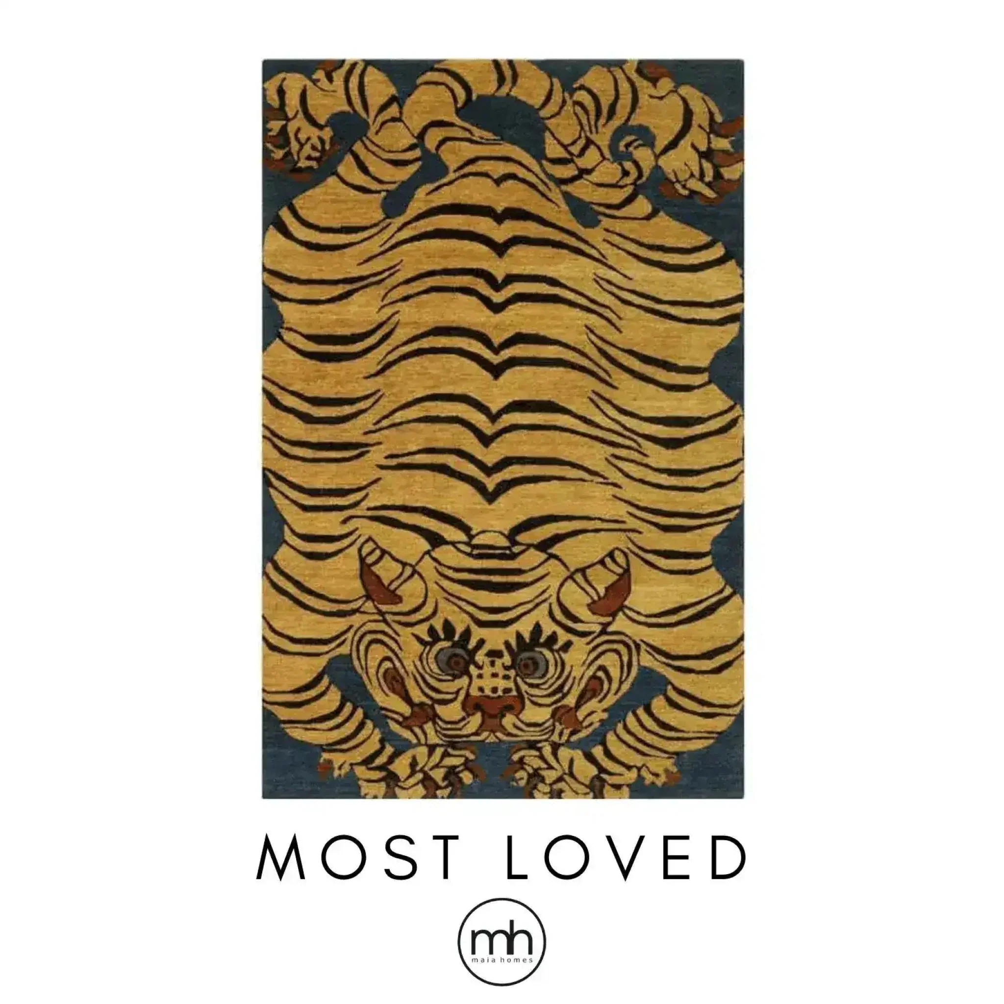 Yellow Tibetan Tiger Hand Tufted Wool Rug - Image 10