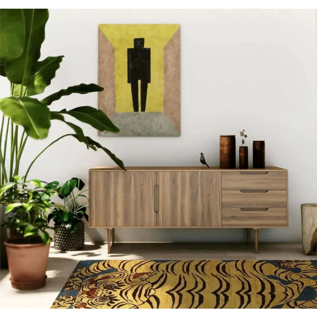 Yellow Tibetan Tiger Hand Tufted Wool Rug - Image 3