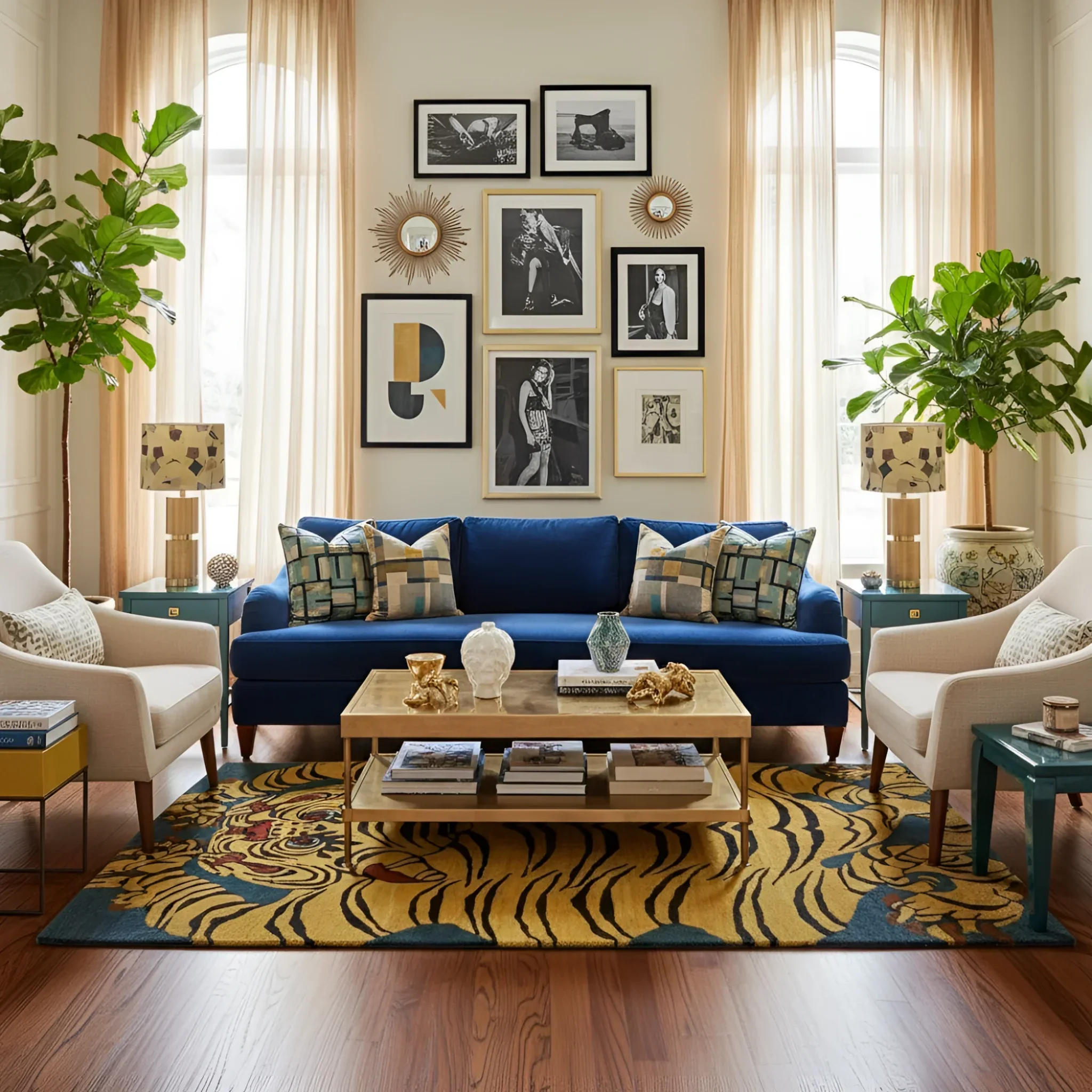 Yellow Tibetan Tiger Hand Tufted Wool Rug - Image 7