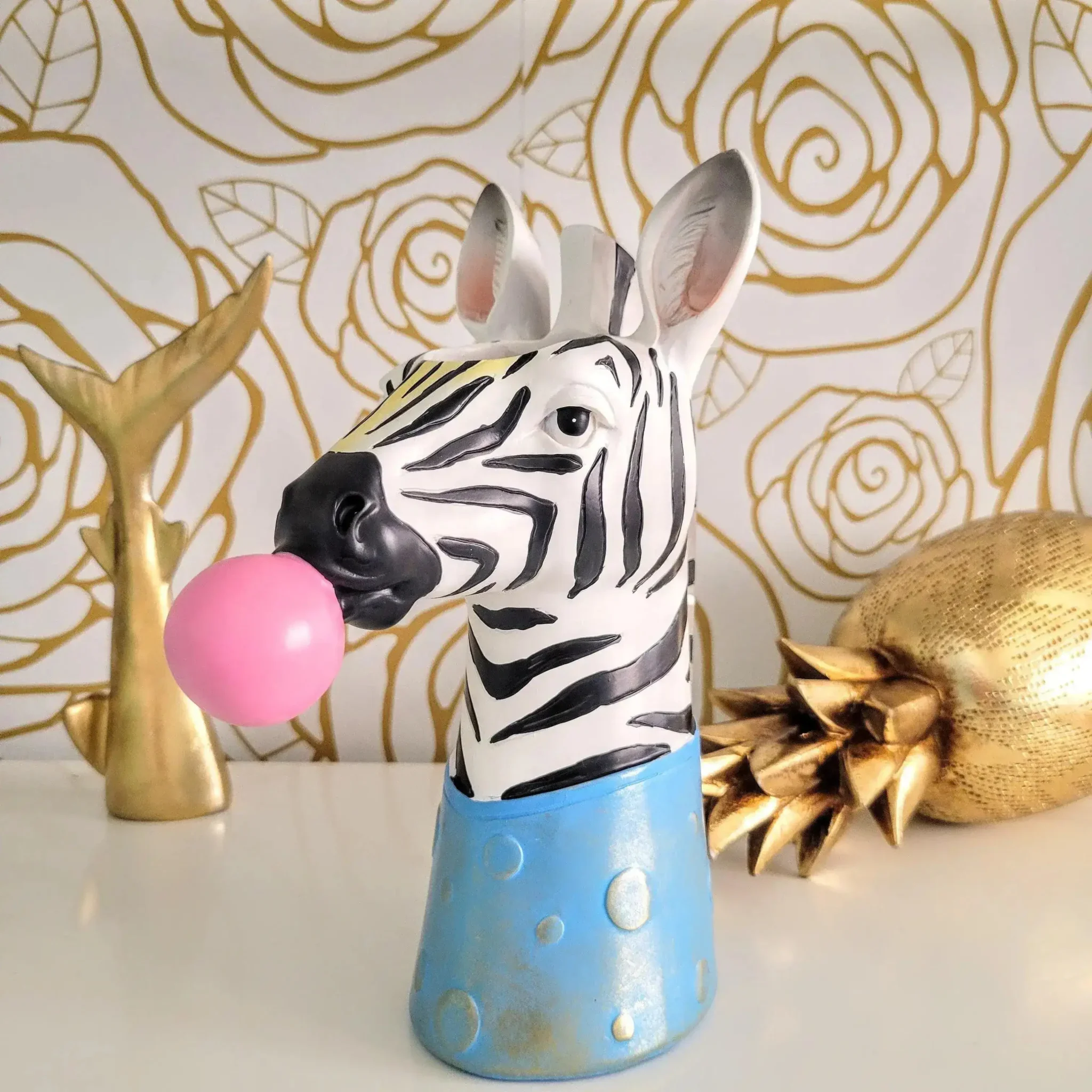 Zebra Blowing Bubbles Decorative Vase - Image 4