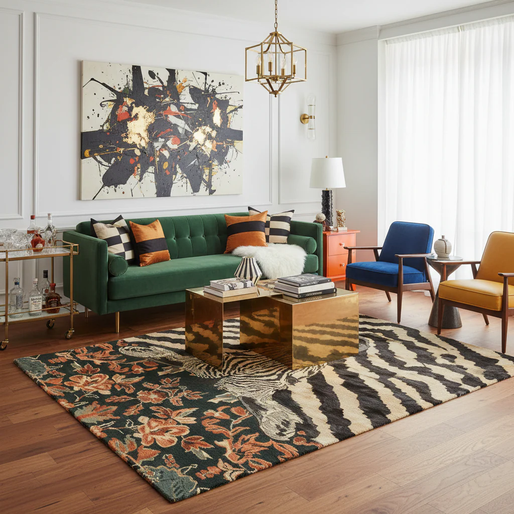 Zebra Fusion Hand Tufted Rug - Image 2