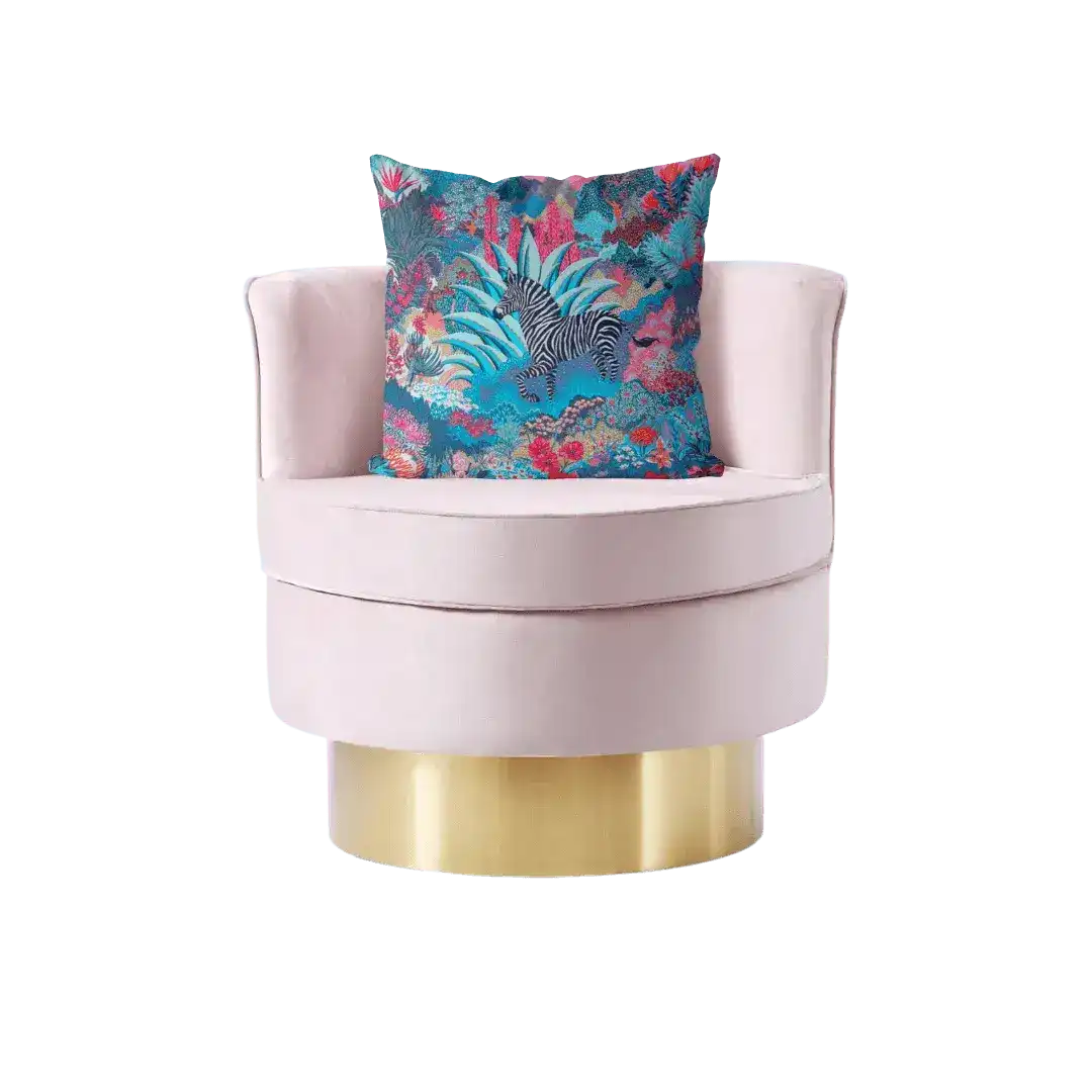 Zebra in the Garden Floral Printed Throw Pillow Cover - Image 2