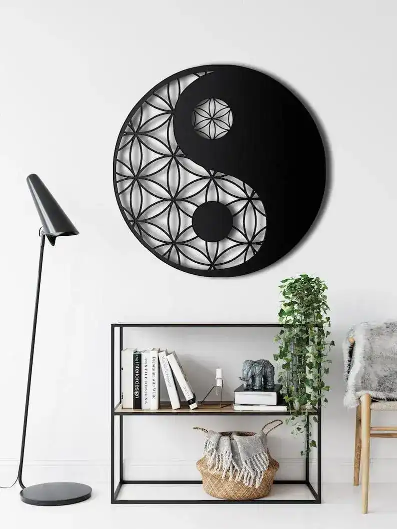 Zen Yin Yang Metal Wall Hanging Decor - Image 3